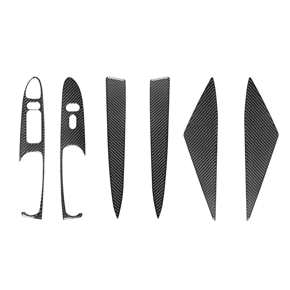 6Pcs Carbon Fiber Window Lift Switch Trim for Ford for Mustang Convertible 2001-2004