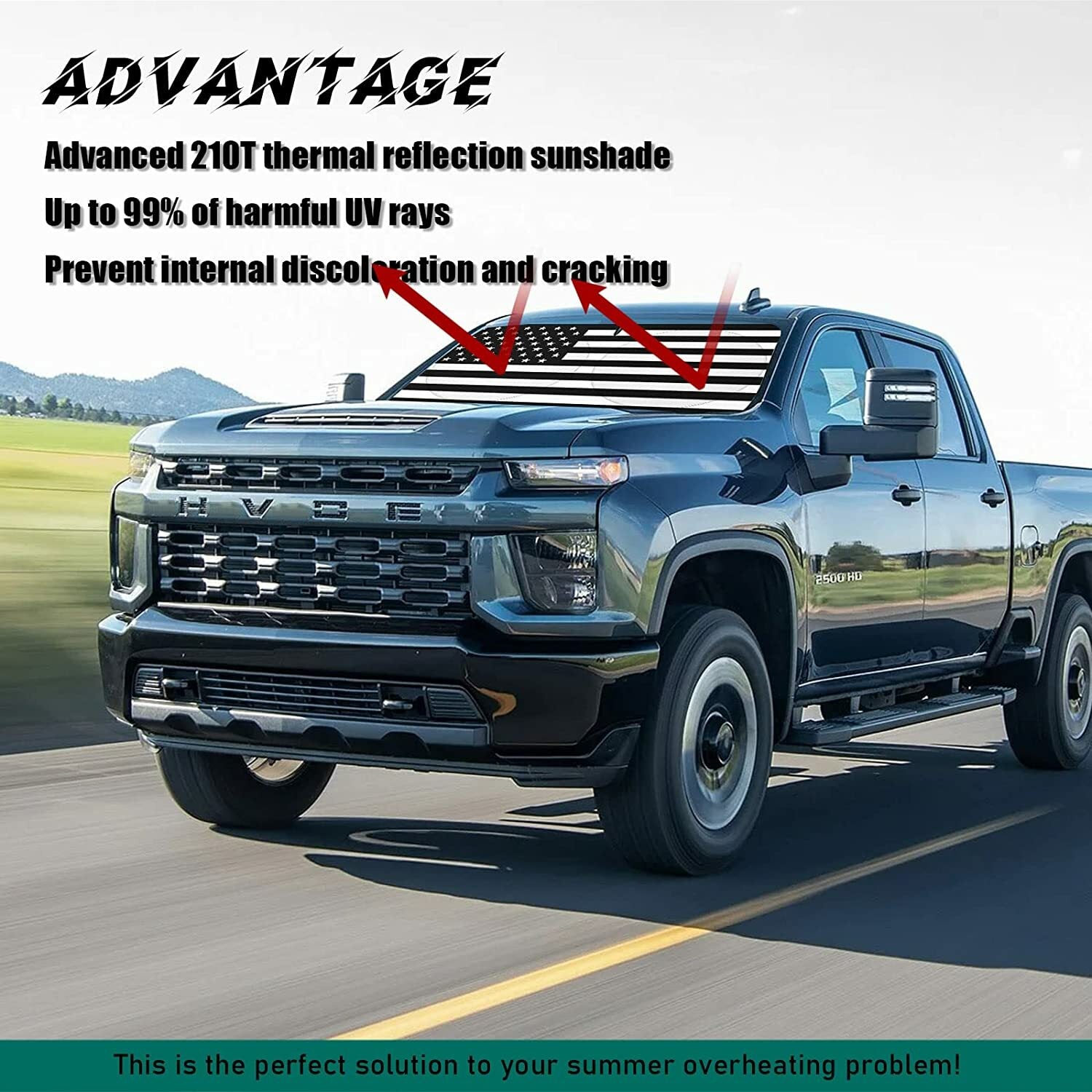for Dodge Accessories US Flag Car Windshield Sun Shade UV Cover Visor Protector