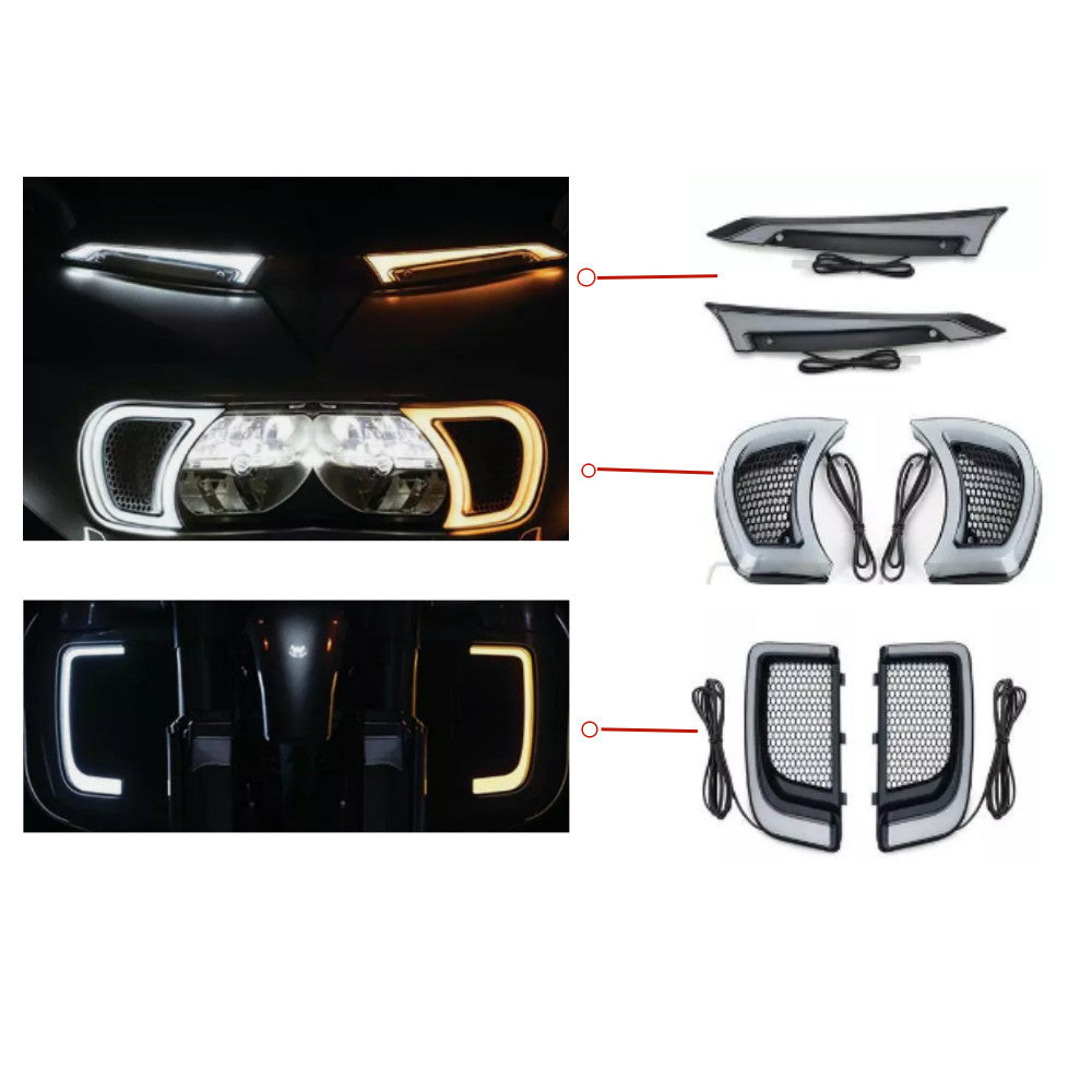 Headlight Vent  Windshield Trim  Lower LED Light for Harley Road Glide 15-up