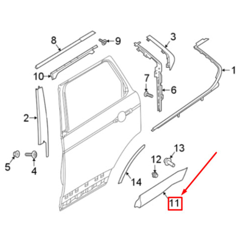 Rear Door Guard Exterior Panel Trim for Land Rover Discovery 5 2017-2021 Left po