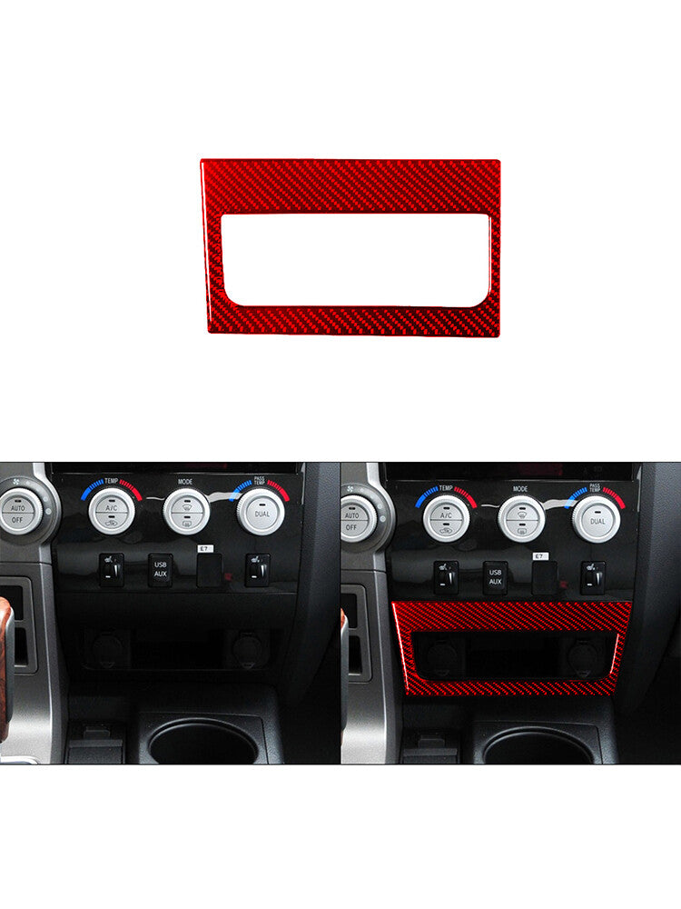 Red Storage Slot Under The A/C Frame Trim Carbon Fiber for Toyota Tundra 2007-13