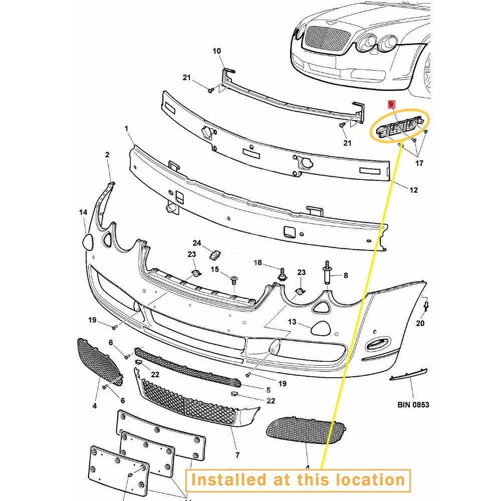 for Bentley Flying Spur Front Bumper Fender Bracket Right Equipment Manufacturer: 3W5807184