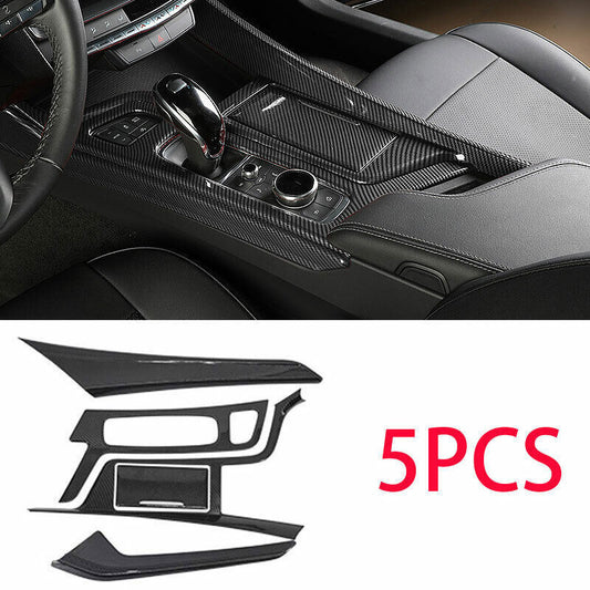 for Cadillac CT5 2019-20 ABS Carbon Fiber Central Gear Shift Panel Cover Trim 5x
