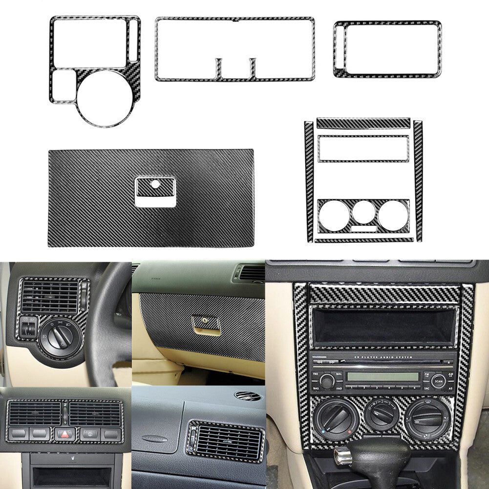 11x Carbon Fiber Front Dasboard Panel Trim for VW for Golf 4 GTI for Jetta MK4 1999-2004