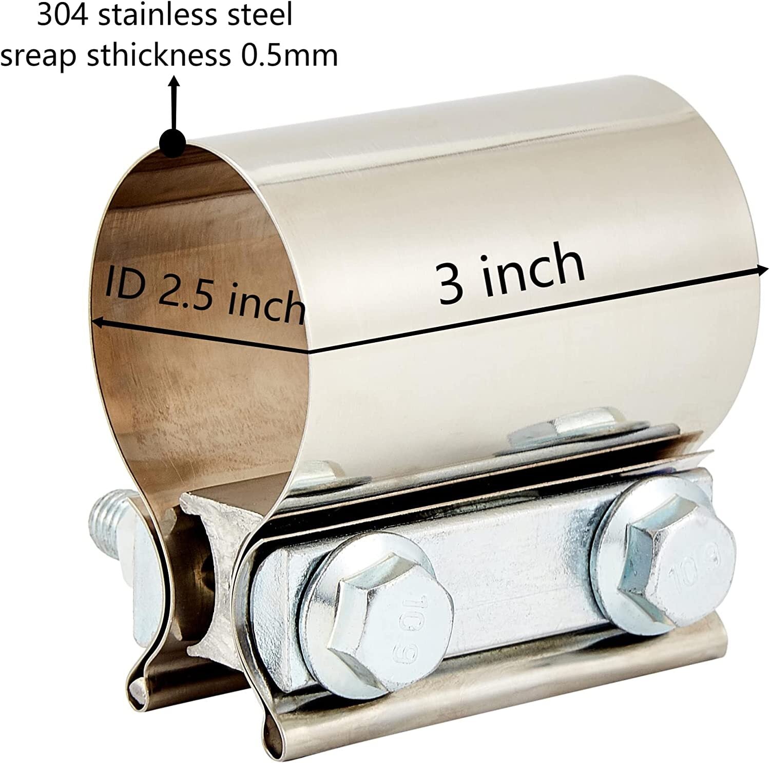 2.5-inch OD-2.5-inch ID Stainless Steel Slip Ring Fitting with Exhaust Muffler Pipe Clamp (2 Pieces)