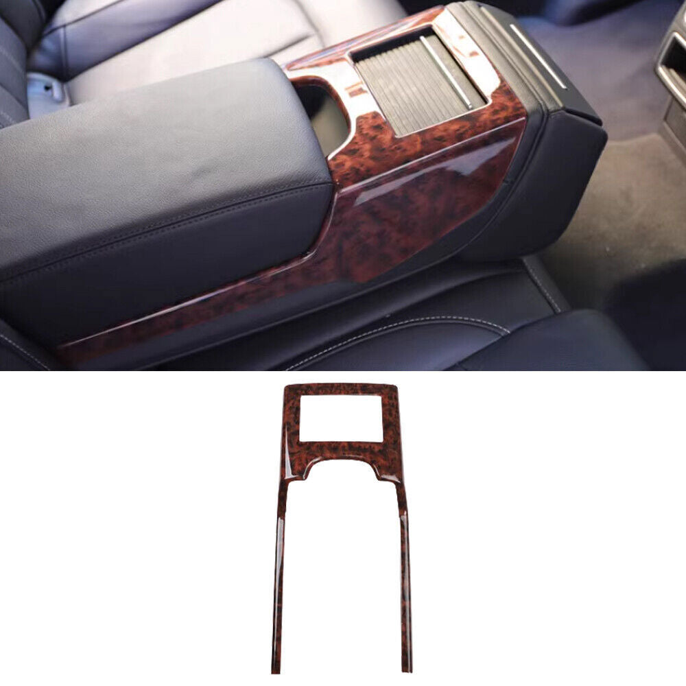 for Audi A6 2012-2018 Agate Wood Grain Rear Armrest Cup Holder Frame Cover Trim