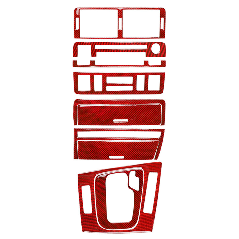 10Pcs Interior Central Console Cover Trim Red for BMW 3 Series E46 1998-2005 RHD