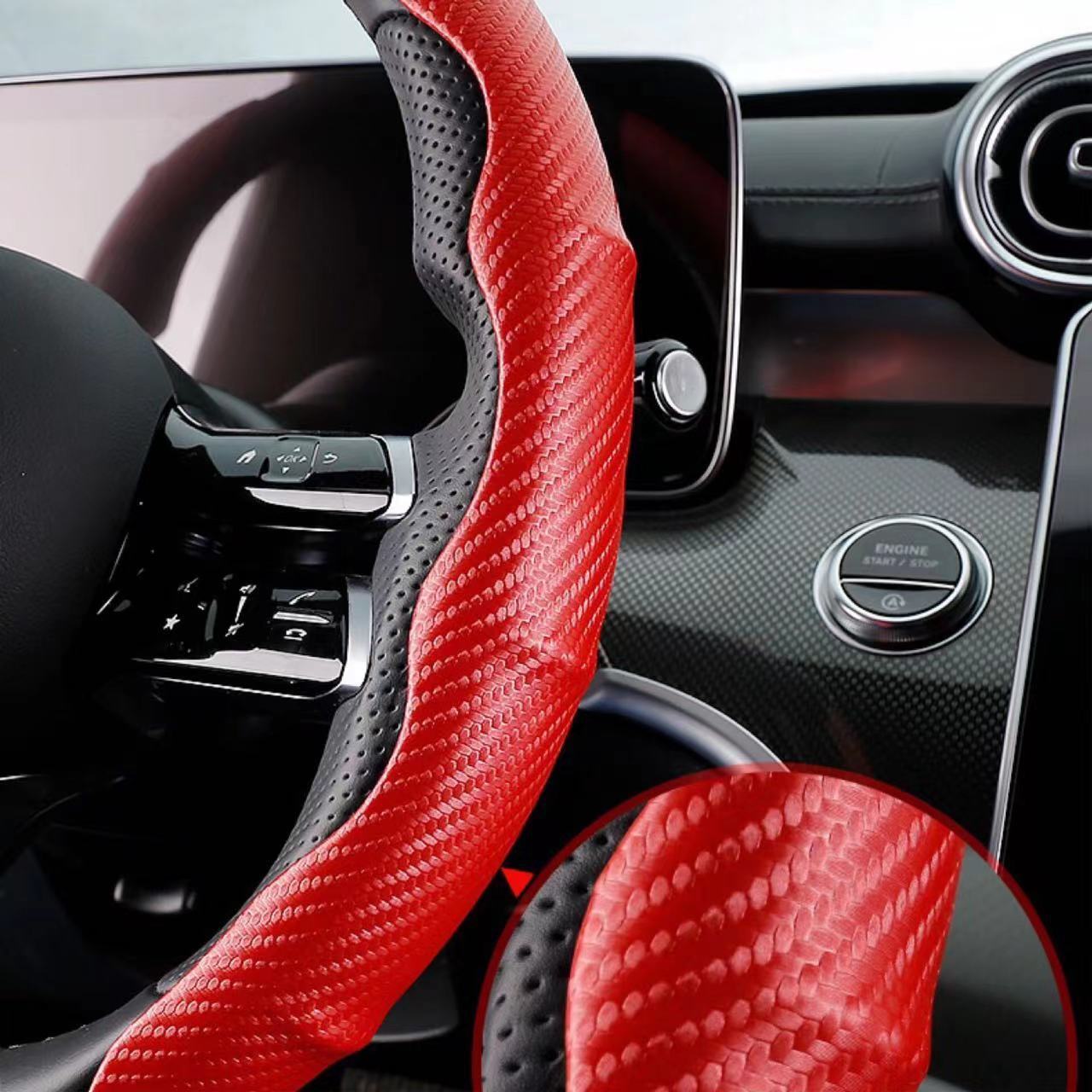 2-piece carbon fiber universal automotive steering wheel turbocharger cover anti-slip accessory