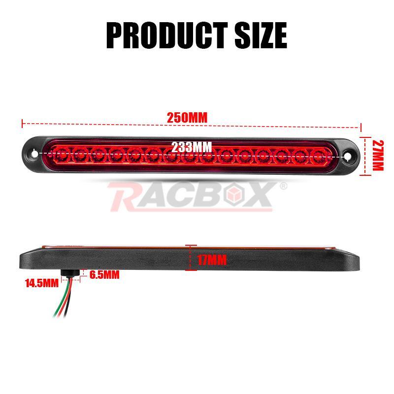 2X 10 Red 15 LED Car Truck DRL Light Bar Brake Rear Turn Signal Stop Tail Strip