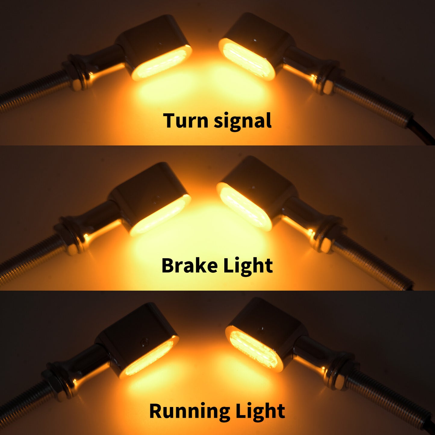 2x Chrome Universal Rear Amber for Mini LED Turn Signal Indicator Blinker Light