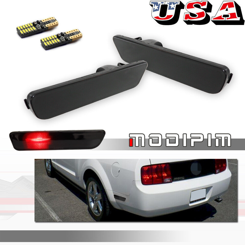 Suitable for 2005-2009 for Ford for Mustang Red LED Rear Bumper Side Marker Lights Smoke Lens