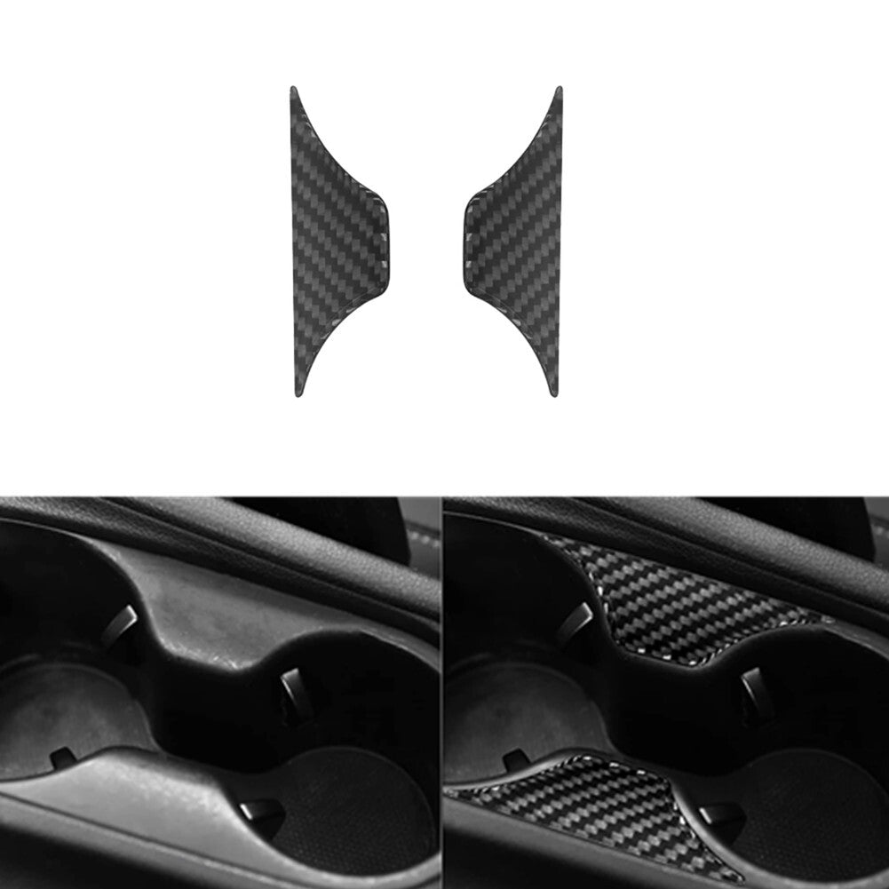 Two carbon fiber center cup holder decorative covers for the modern for Veloster JS 2019-2022