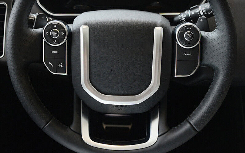 1X For Discovery Sport 2020-25 ABS Matte Silver Steering Wheel U Type Cover Trim