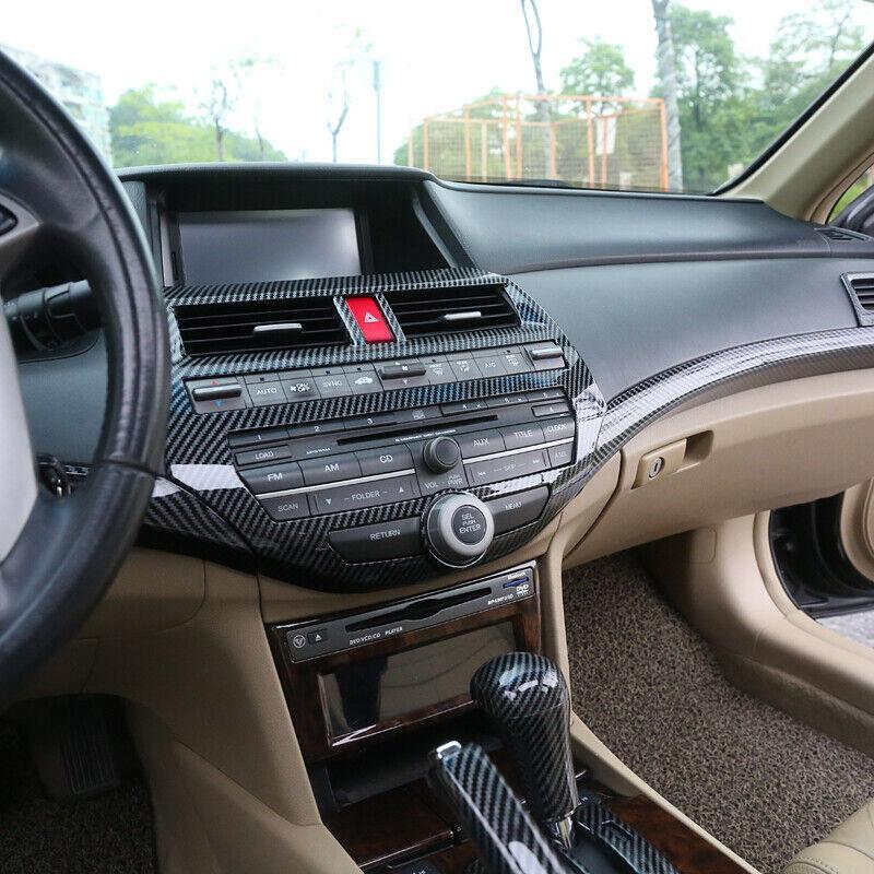 for Honda Accord 2008-2013 ABS Carbon Fiber Console CD Switch Control Panel Trim