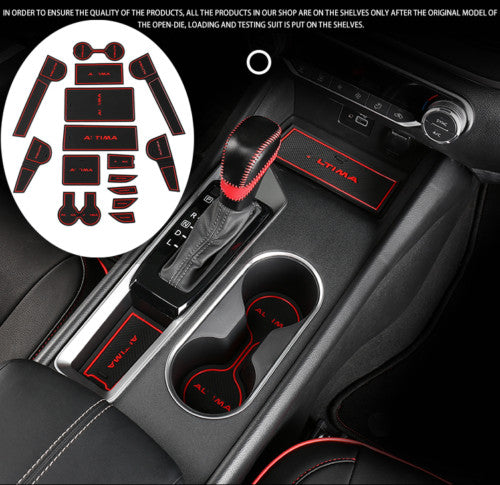 Red Non-slip Door Slot Pad Cup Holder Rubber Mat Kit For 2019-2022 for Nissan Altima