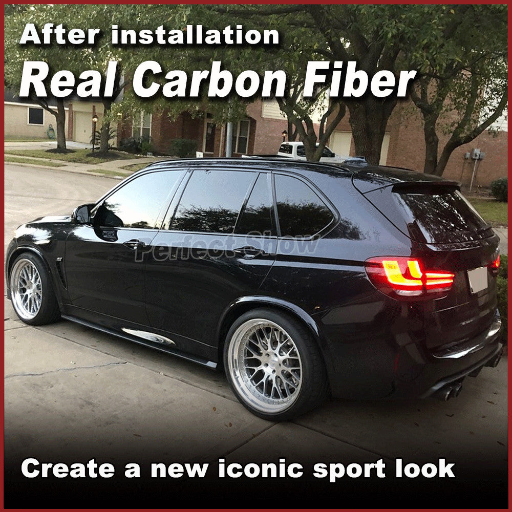 for BMW X5M F85 F15 X6M F86 F16 2016-2018 REAL Carbon Side Skirts Extension Lip