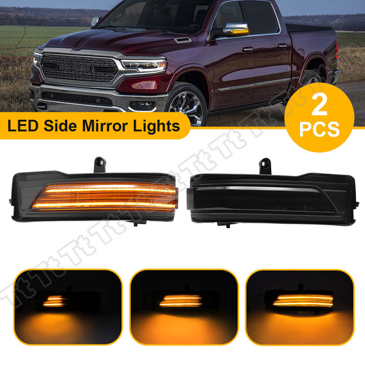 Suitable for 2019-2022 for RAM 1500 sequential LED side mirror lights, turn signals, and smoked finishes.