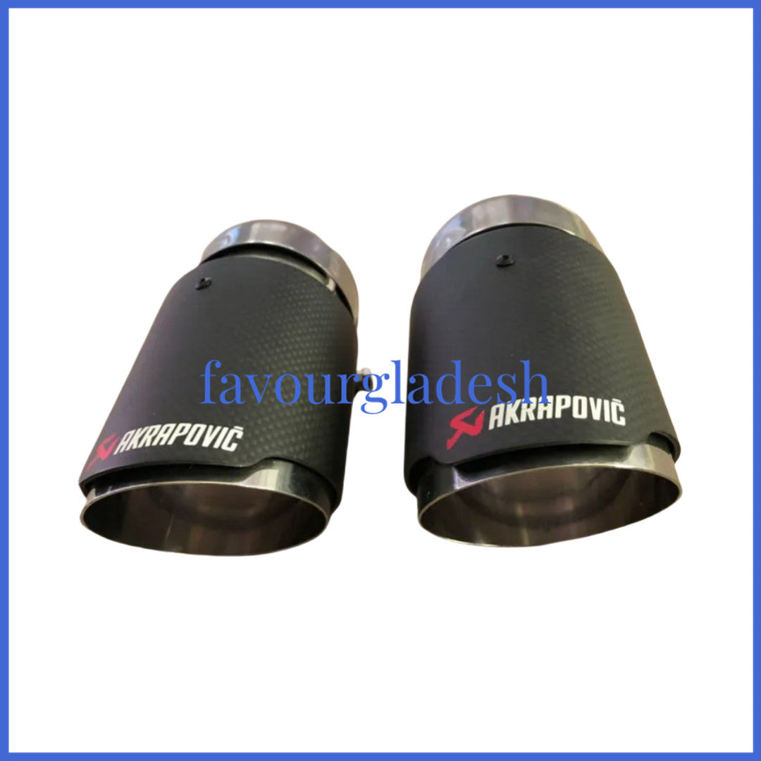 2PCS Universal AKRAPOVIC Exhaust Tip Muffler Carbon Fiber 51mm inlet 89mm outlet