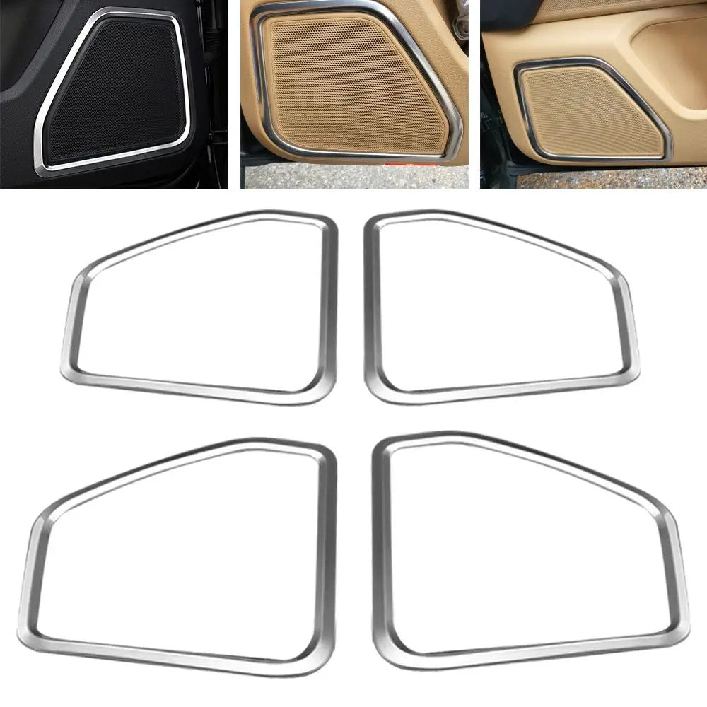 4pcs Fits 2014-2019 for Porsche Macan Car Door Speaker Horn Ring Frames Cover Trims