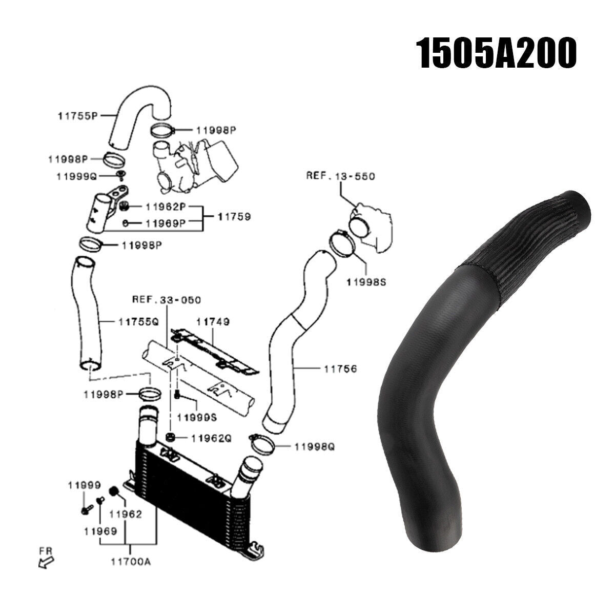 1PC for MITSUBISHI Pajero 2005-2014 3.2L Diesel Pipe Hose New Black 1505A200