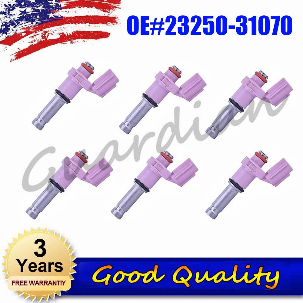 6-piece fuel injector set 23250-31070, suitable for Lexus IS F 2008-2014 GS350, 2007-15 GS450h. (07-11)
