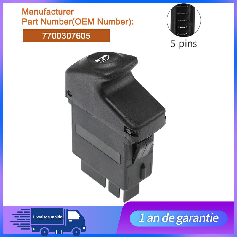 BOUTON DE LEVE VITRE pour CLIO 2 KANGOO MEGANE SCENIC = 8200090316 7700307605