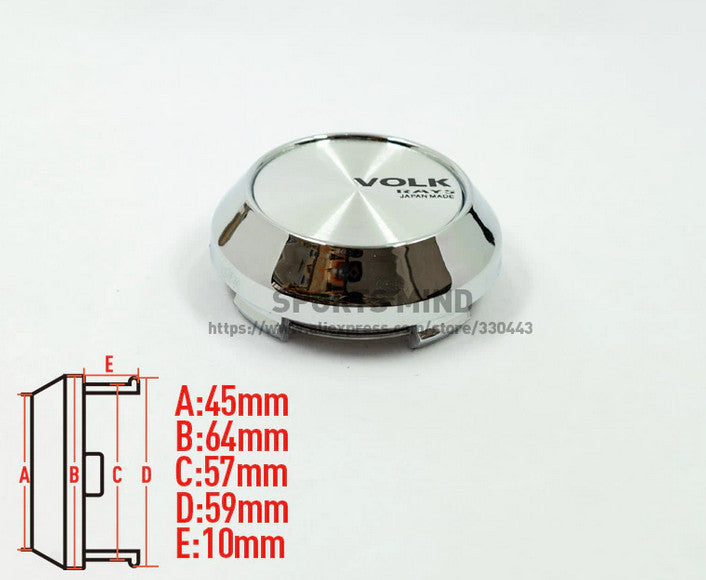 4x64 mm Volk Rays Chrome Edge Cover Decal Badge Wheel Center Hub Cover TE37