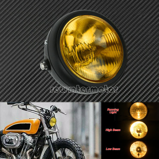 6 Round Motorcycle Headlight Grill Amber Cover Fit for Harley Copper Cafe Racer