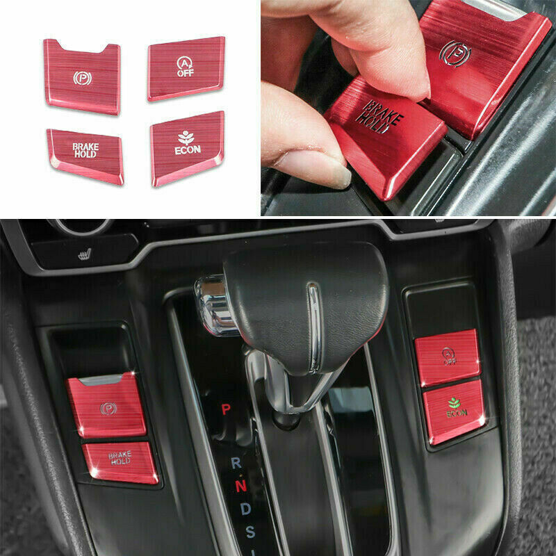 Aluminum Red 4X Switch Button Sticker Trim for Honda CR-V CRV 2017-2022
