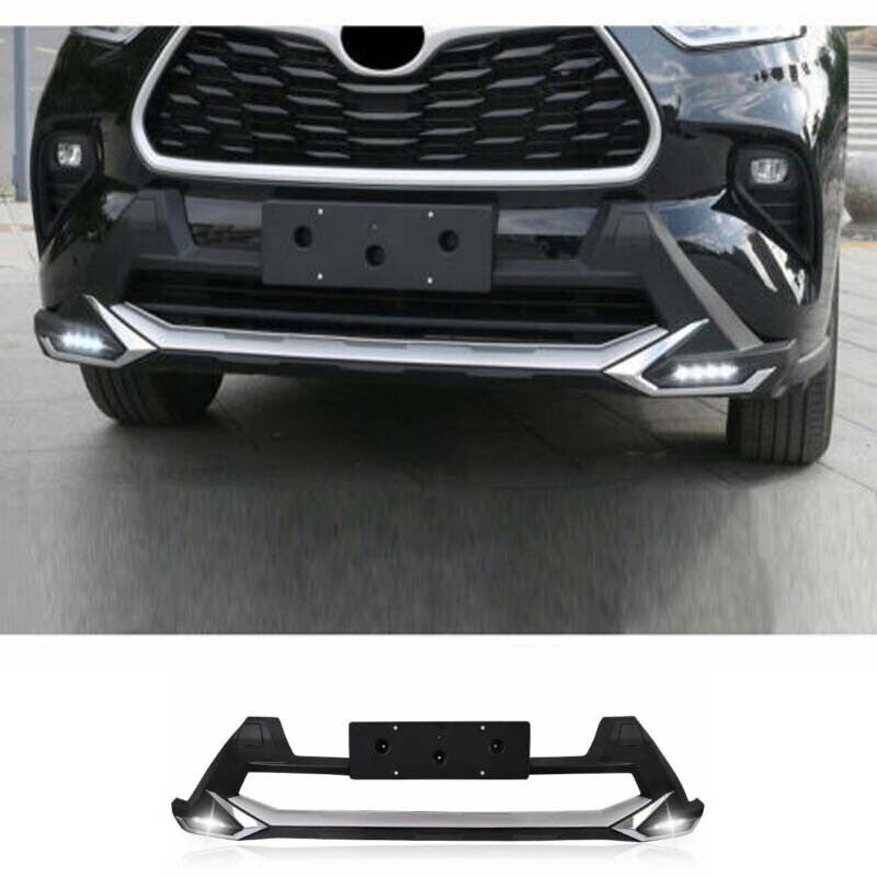 Front 2020-2023 Bumper Diffuser Spoiler Board Black LED for Toyota Highlander