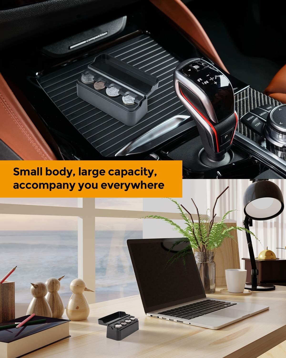 Car Coin Holder Change Storage Holder Case Box Container Organizer