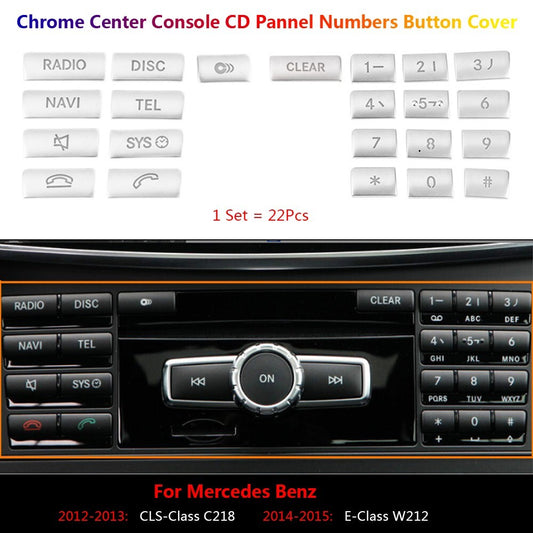 22Pcs for Mercedes-Benz CLS C218 E W212 Car Radio CD Numbers Switch Cover Trims