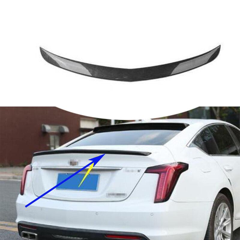 Carbon Fiber Rear Trunk Spoiler Wing Flap Bar For Auto for Cadillac CT5 2020-23