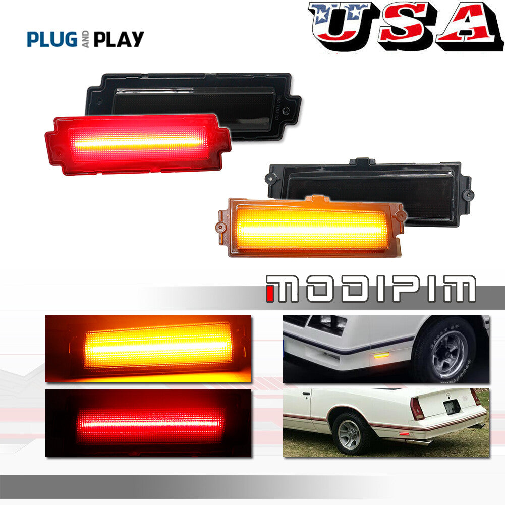 Suitable for 81-88 for Chevrolet Monte Carlo SS Smoked Front and Rear Amber Red LED Side Marker Lights