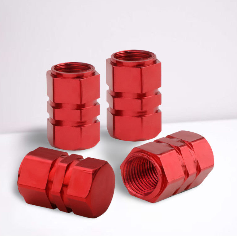 4-Piece Red 17mm Car Tire Valve Cover Stem Cover Valve Dust Cover for Chrysler