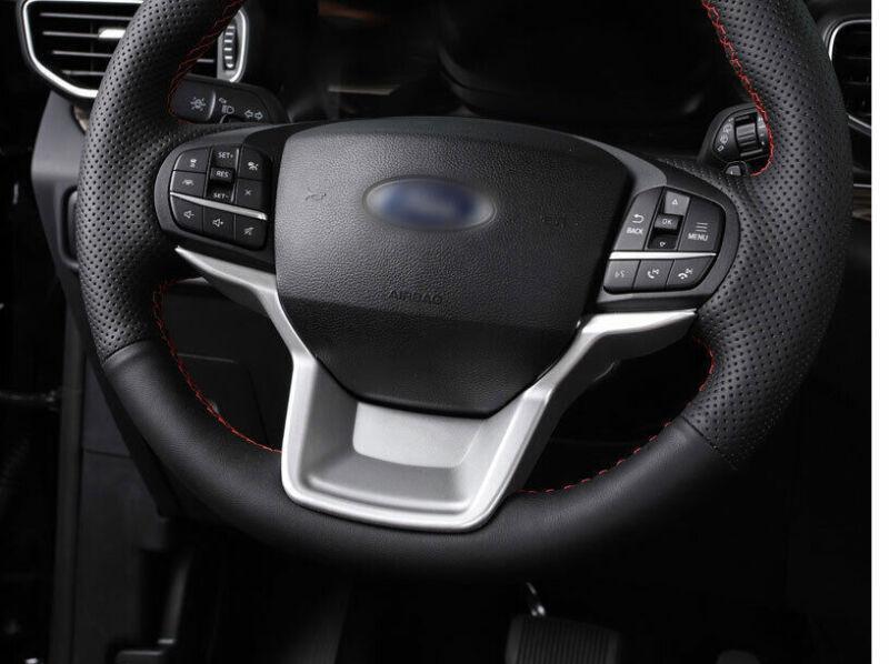 Fit for Ford Explorer 2020-2022 Matte Silver Car Steering Wheel Panel Cover Trim