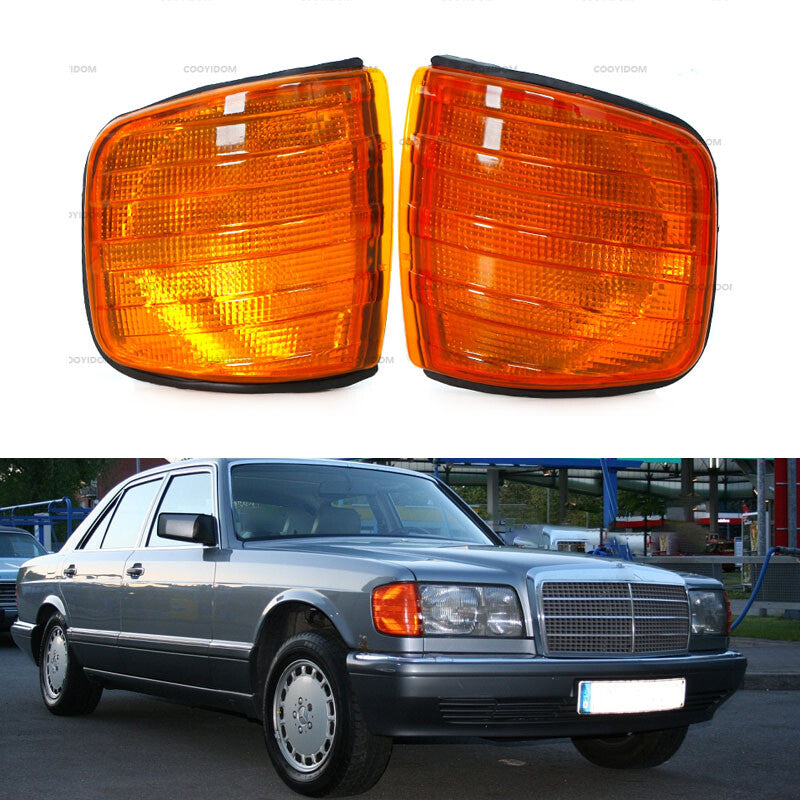 Left+Right Front Corner Lamps yellow for Benz W126 260SE 280SE 300SE 380SE 420SE