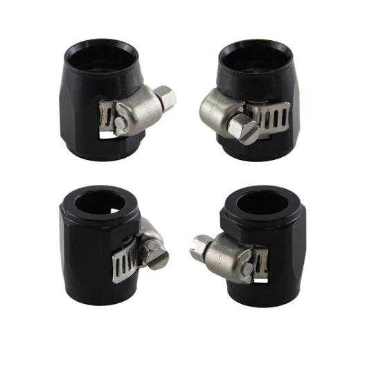 4PCS AN6 3/8 15mm ID Fuel Hose Line End Cover Clamp Finisher Fitting Black