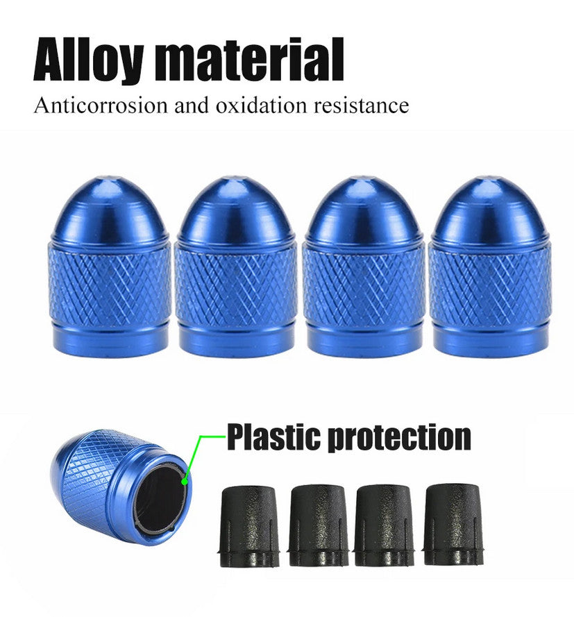 4-piece car tire valve cover rod air dust cover dice black for Nissan