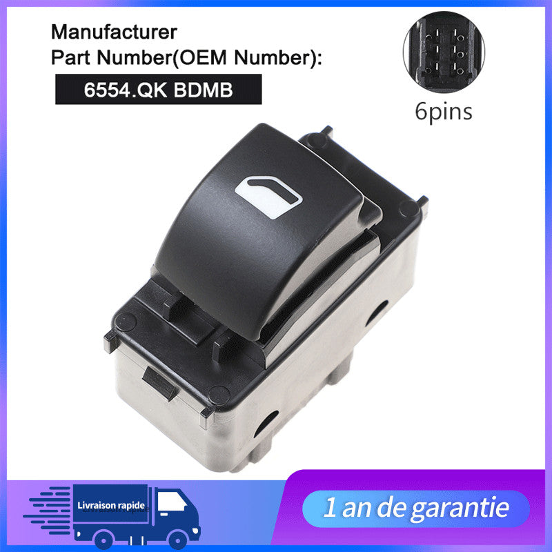 BOUTON DE LEVE VITRE AVANT DROIT POUR BERLINGO PARTNER 207 6490E2 6554QK
