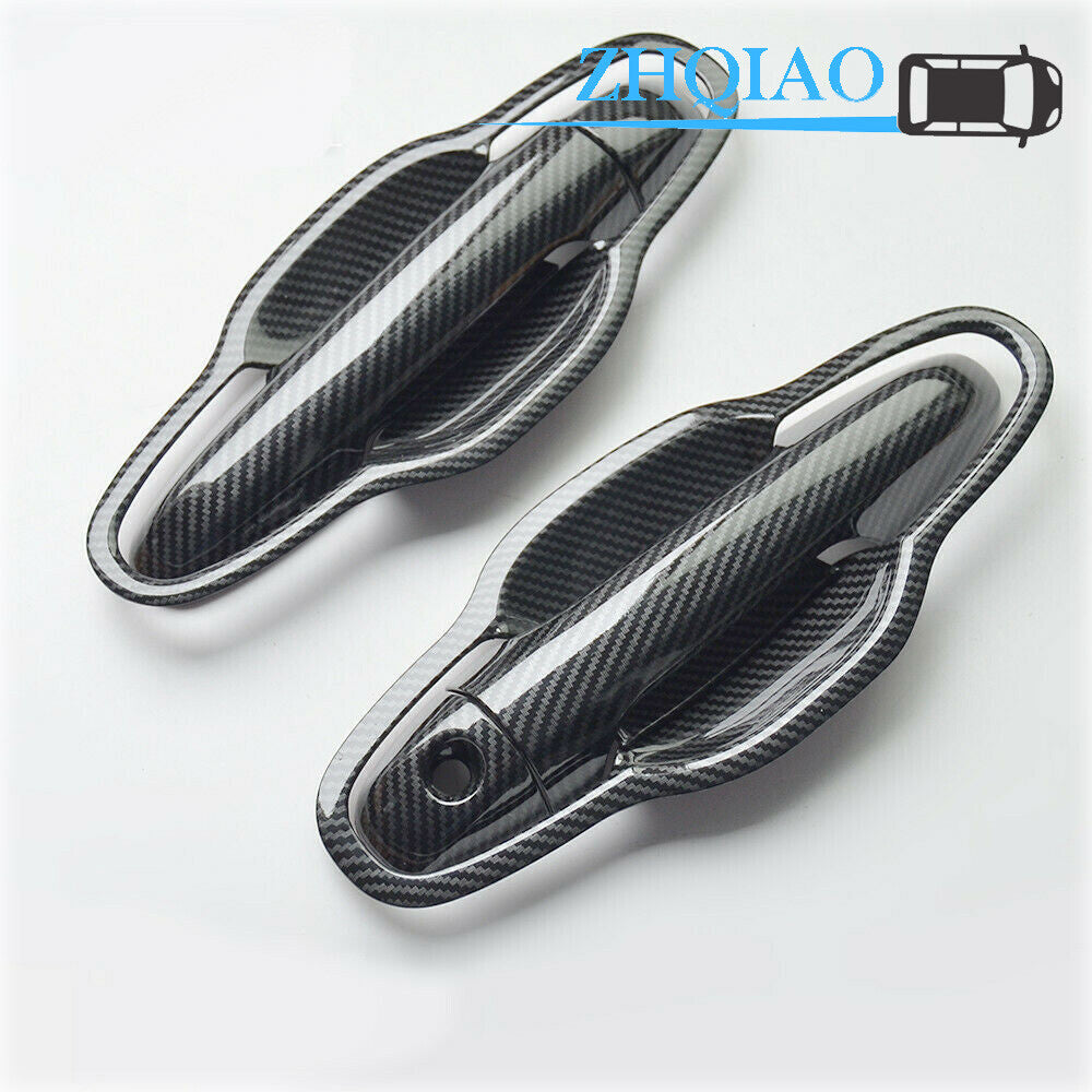 Carbon Fiber Exterior Door Handle Bowl Cover Trim Fit for Toyota Highlander 15-19