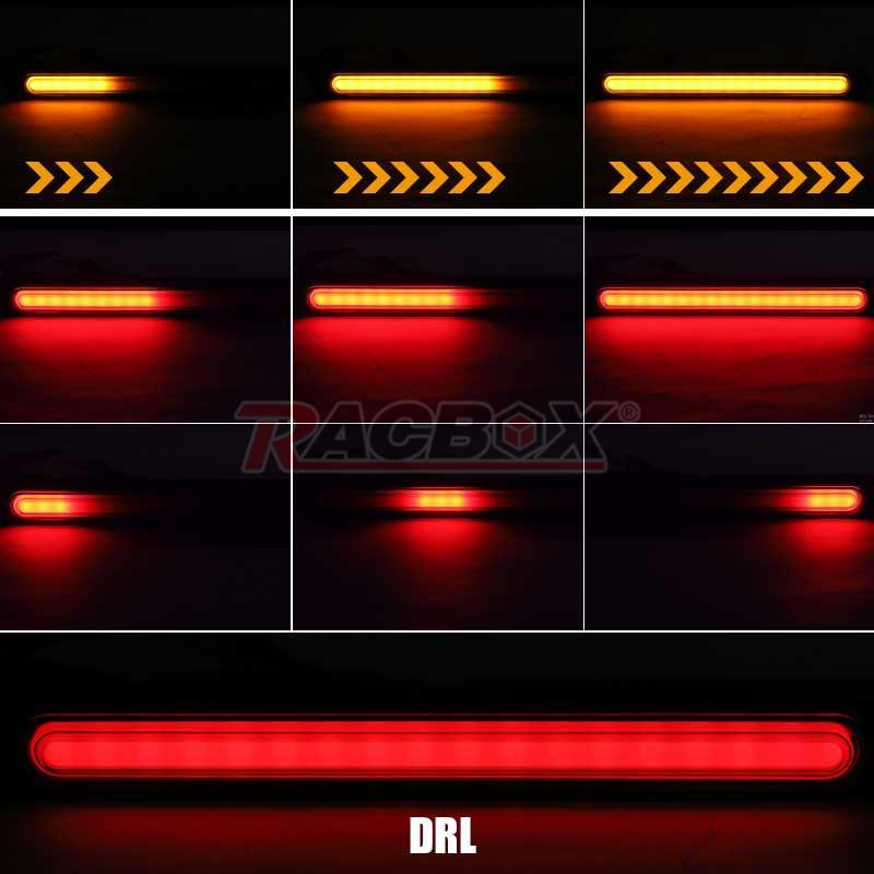 2X LED Truck Trailer Flowing Rear Turn Brake DRL Stop Tail Light Bar AmberRed