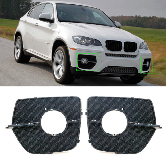 Front Bumper Trim Mesh Fog Lamp Grill Grille Pair for BMW X6 E71 2008-2014