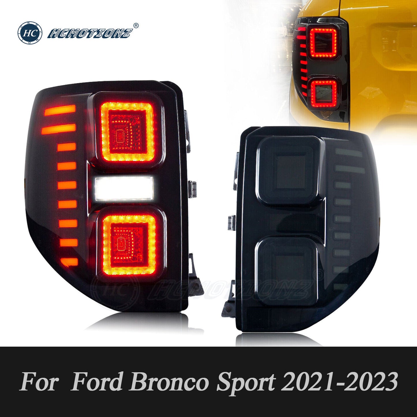 2PCS LED Tail Lights for Ford Bronco Sport 4-door 2021 2022 2023 Rear Lamps