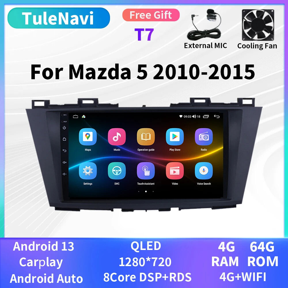 for Mazda 5 2010-2015 Car Stereo Radio CarPlay GPS Auto Multimedia Player Screen