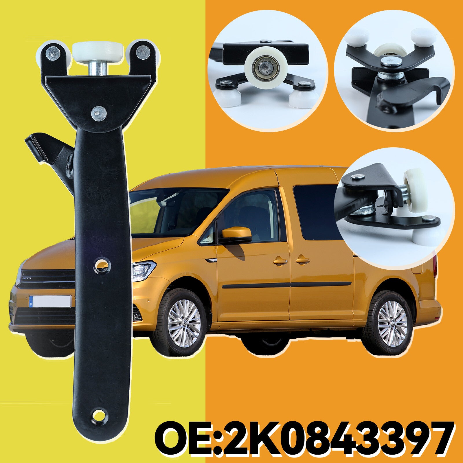 Left Bottom Guide Hinge Roller for VW Caddy 03-13 Sliding Door Roller 2K0843397