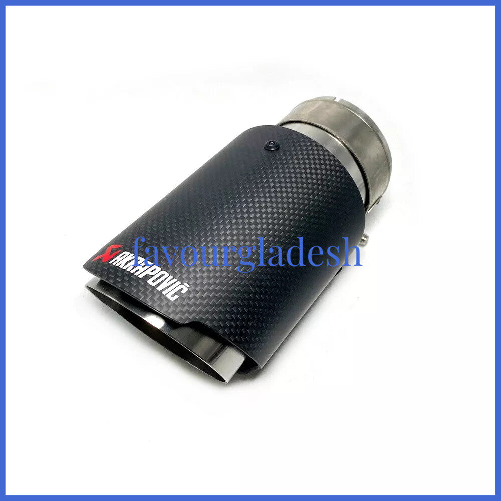 2PCS Universal AKRAPOVIC Exhaust Tip Muffler Carbon Fiber 51mm inlet 89mm outlet