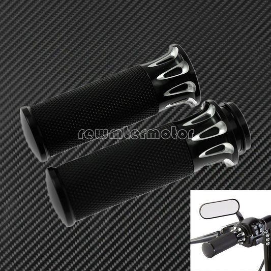 1 25mm Black Handle Bar Hand Grips Fit for Harley Touring Softail Dyna CVO