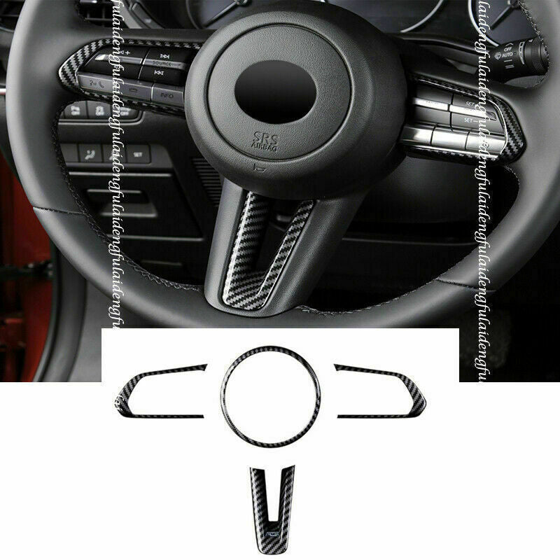 Fit for Mazda CX-30 2020-2022 Carbon Fiber Steering Wheel Frame Trims Garnish