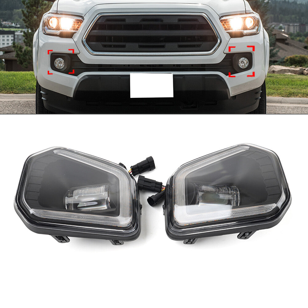 2pcs Daytime Running Light Fog Lamp Kit for Toyota Tacoma SR SR5 2016-2023